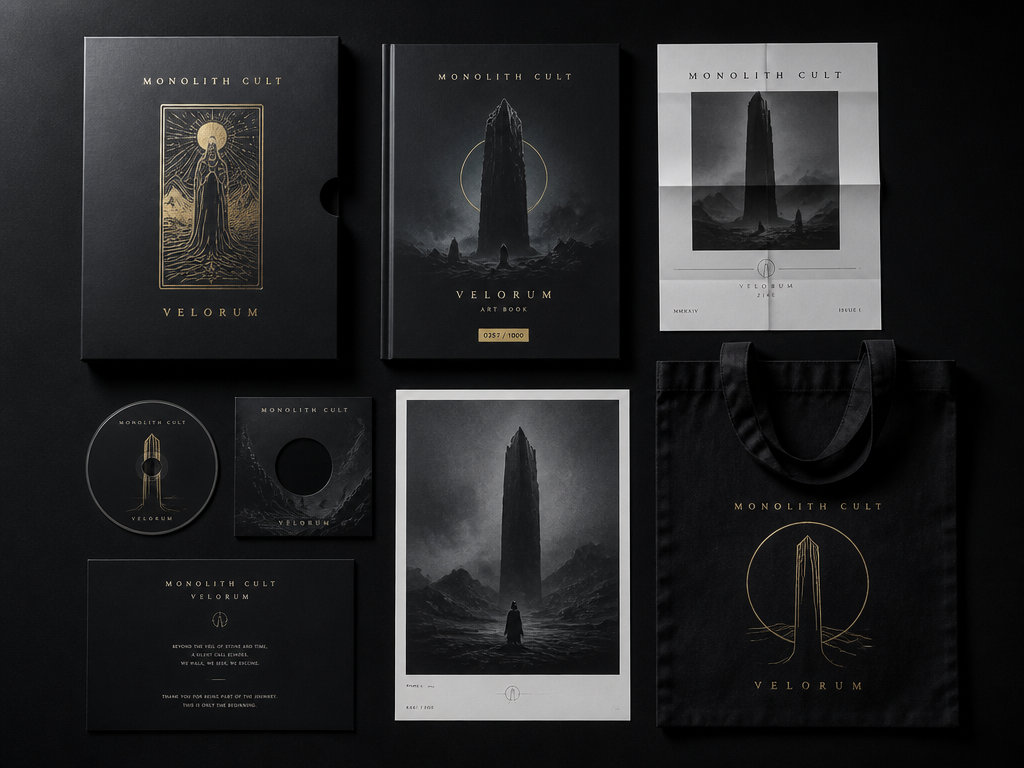 A meticulously styled flat-lay on a matte black surface showcasing the artifacts of a…